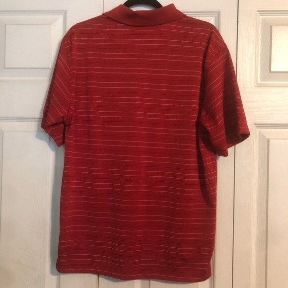 PGA TOUR Medium Red White Black Stripe Polo Shirt Men's Golf Collared Textured - Picture 5 of 5